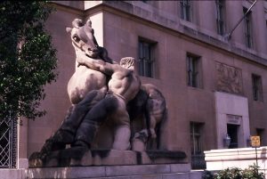 Sculpture Man Controlling Trade